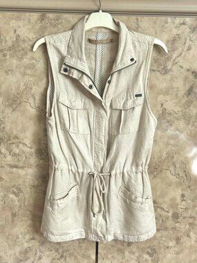 Ladies Linen Cargo Vest; XS